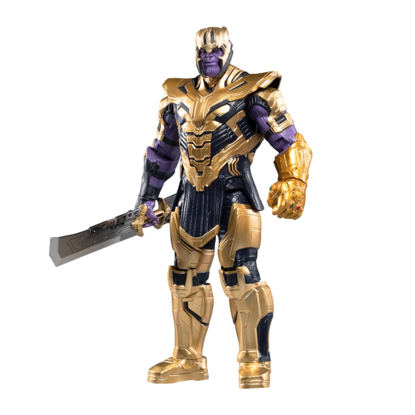Marvel Thanos 14 Inch Superhero Action Figure Toy with Double-Edged Sword & Infinity Gauntlet | Avengers Marvel Collectible Figurine by Comiclyfe | Fully Articulated ABS + PV Material