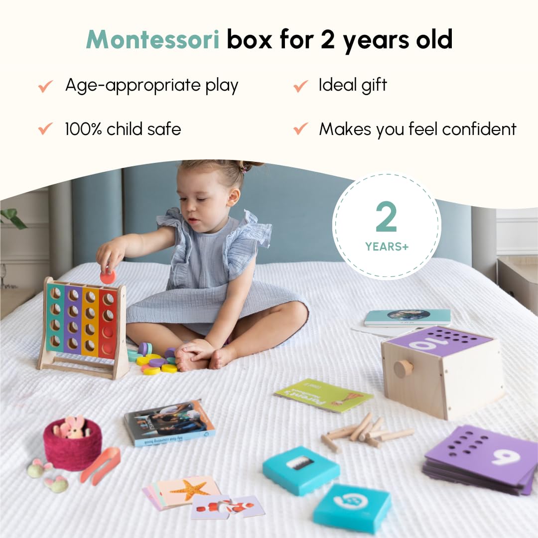 Curious Cub Montessori Learning Wooden Baby Toys | Box 11: 24+ Months| Montessori Toys for 2 Year Old|Child Development & Problem Solving Baby|Fine Motor Recognition Skills | Birthday Gift Boy Girl