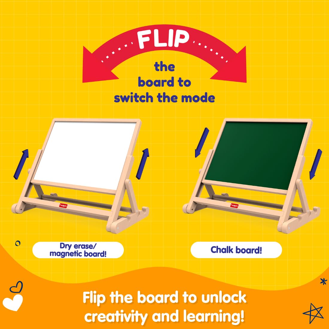 Giggles Draw N Write Desktop Slate, 4in1 Double Sided Chalk Board for Kids (PACK OF 4)
