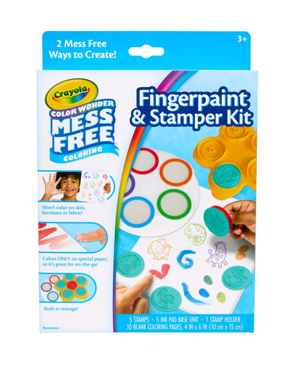 Crayola Color Wonder Mess Free Fingerpaint & Stamper Kit, Safari Stamps for Kids, Color Reveal Ink, Toddler Activity, Gifts, 3+