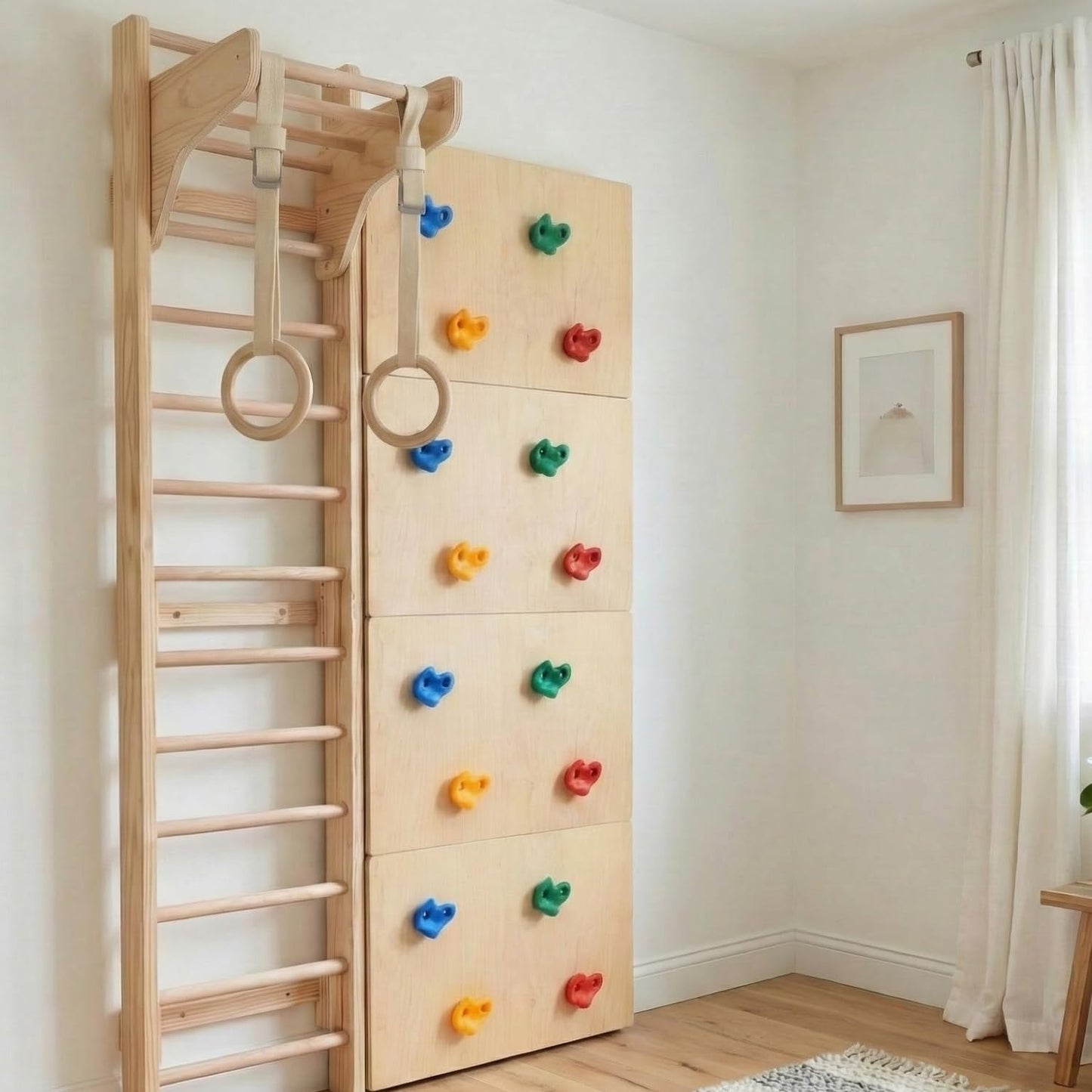 Curious Cub Jungle Gym for Kids Indoor | Kids Gymnastics At Home Gym | Contains Rock Climbing, Wall Climbing for Kids | Ladder for Kids to Play Indoor Fun Activity for Ages 4+(8 FEET)