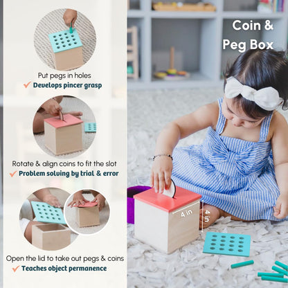 Curious Cub Montessori Toys Wooden Learning Baby Girl Boy | Box 7: 1+ Year |Educational Toy, Sensory Toys & Wooden Puzzles |Sensory Learning & Fine Motor Skills |13+ Month Baby | Gift for 1 Year Old