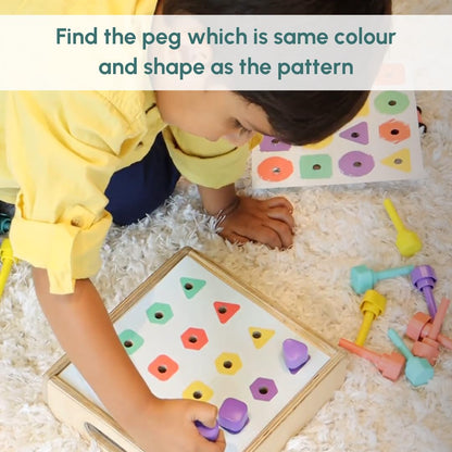 Curious Cub Montessori Shape Sorter & Colour Matching Peg Board | Educational Puzzle for 1, 2 Year Old Boys & Girls | Sensory Learning & Brain Development Toy