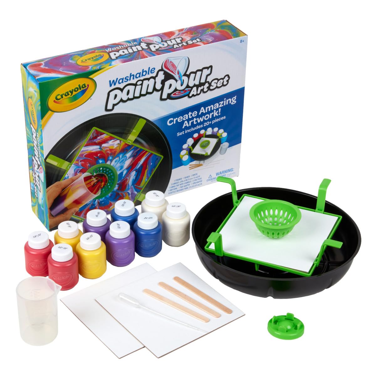 Crayola Washable Paint Pour Set, Paint Set, 20 Pcs, Gift for Teens & Kids