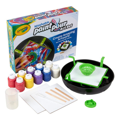 Crayola Washable Paint Pour Set, Paint Set, 20 Pcs, Gift for Teens & Kids