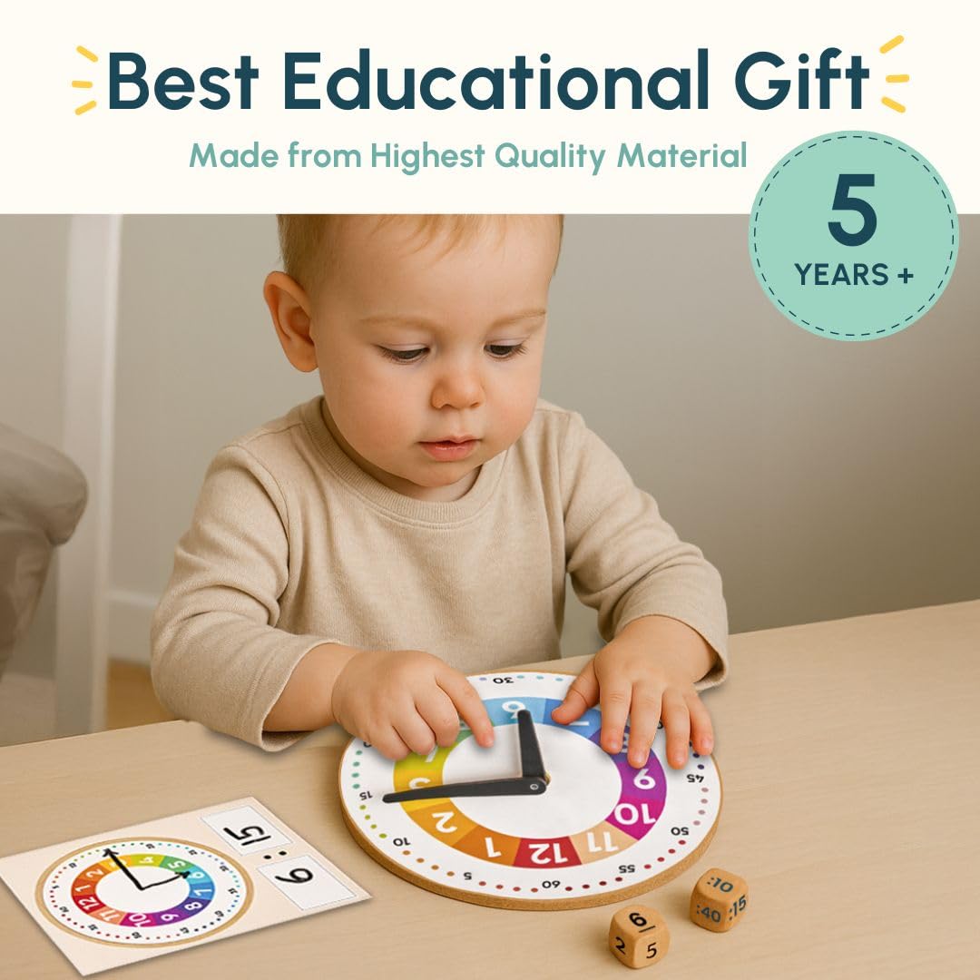 Curious Cub Learning Clock for Kids | Educational Toys for 5+ Year Old | Fun Time Learning Kit | Activity Toys for 6 Year Old Boys, Girls & Educational Board Games for Kids | Ideal Birthday Gift