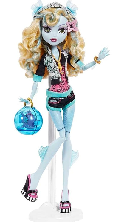Monster High™ Lagoona Blue Reproduction Doll (10.5 in) Wearing Original Fashion & Shoes, with Pet, Doll Stand & Accessories, Gift for Collectors