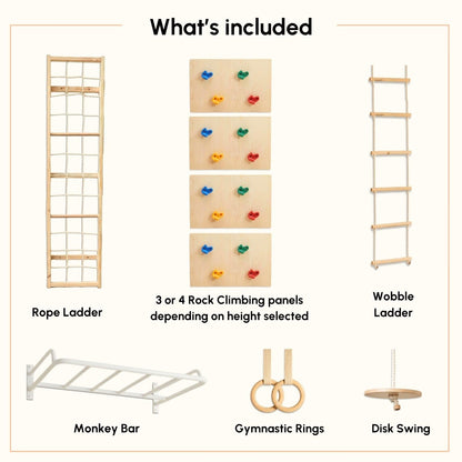 Curious Cub Jungle Gym for Kids Indoor | Kids Gymnastics At Home Gym | Contains Rock Climbing, Wall Climbing for Kids | Ladder for Kids to Play Indoor Fun Activity for Ages 4+(7 FEET)