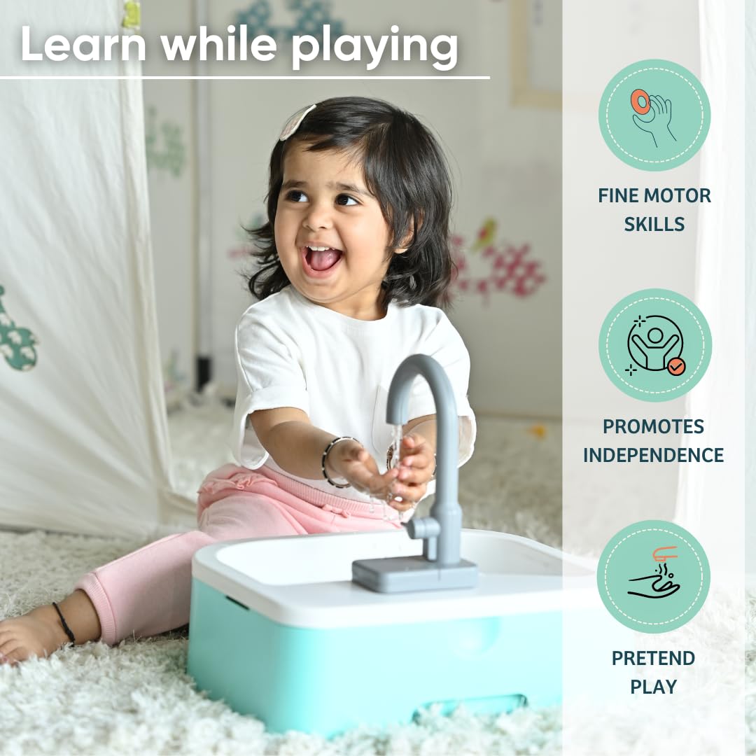 Curious Cub Running Water Play Sink for Kids | Fun Toddler Sink with Faucet | Pretend Play Learning Toy for Kids 2+ Years | Educational Toy for Fine Motor Skills