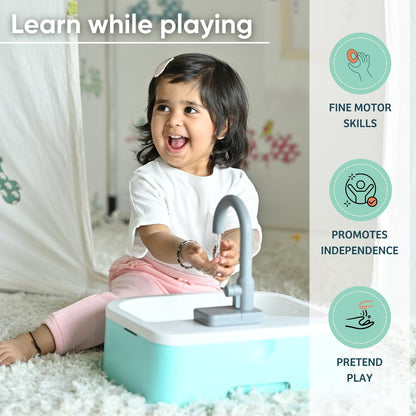Curious Cub Running Water Play Sink for Kids | Fun Toddler Sink with Faucet | Pretend Play Learning Toy for Kids 2+ Years | Educational Toy for Fine Motor Skills
