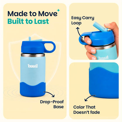 Basil HydraRush 380ml Insulated Stainless Steel Water Bottle – BPA-Free Kids Sipper