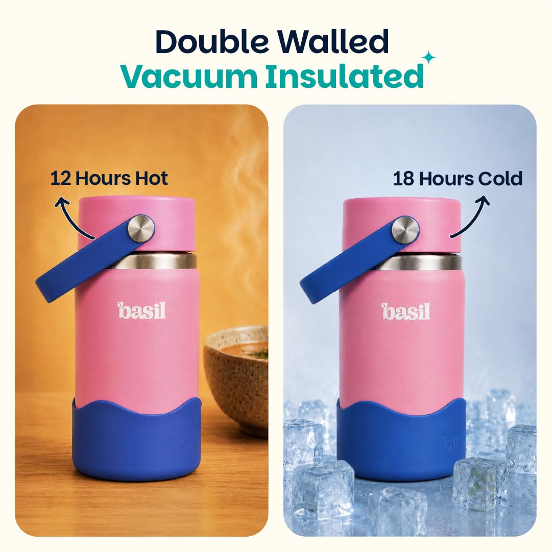 Basil HydraPop 380ml Insulated Stainless Steel Sipper – Loop Handle Kids Bottle