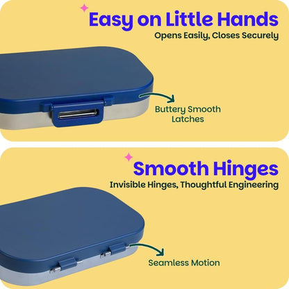 Basil Bento Ace – 2 Compartment Stainless Steel Lunch Box, 750 ml | Classic Blue
