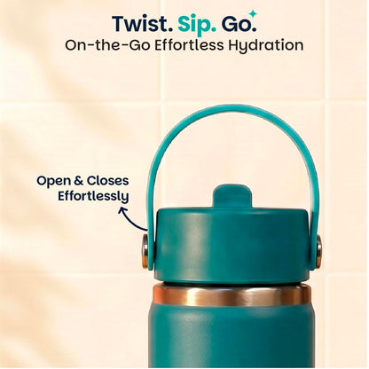 Basil HydraRush 600ml Insulated Stainless Steel Bottle – Kids Wide-Mouth Water Bottle