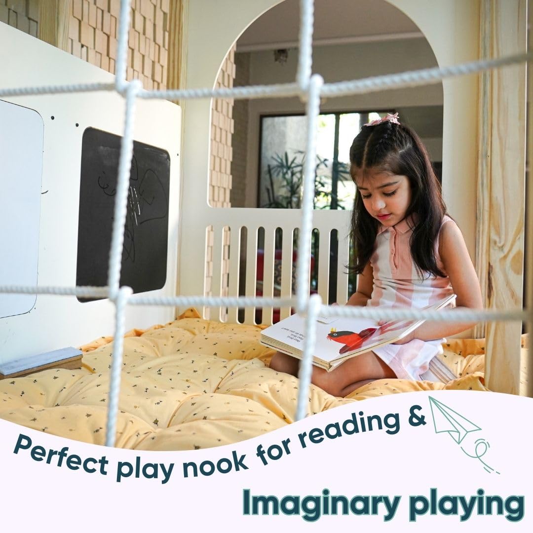Curious Cub Playloft 8 in 1 Jungle Gym for Kids Indoor | Slide for Kids, Ladder, Drawing Board, Monkey Bars |Rock Climbing At Home|Fun Activity for Ages 2-15 Yrs|Home Play Set for Toddler