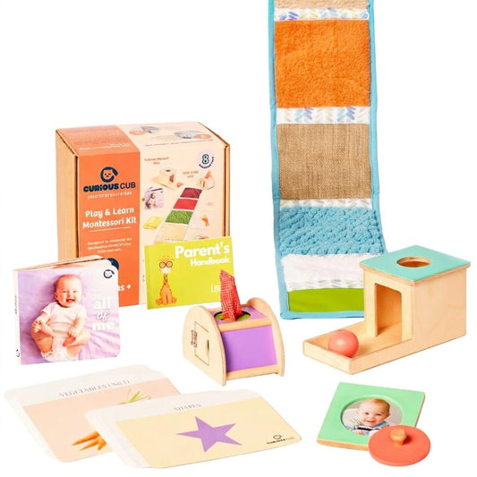 Curious Cub Montessori Learning Wooden Baby Toys | Box 4: 7+ Months | Montessori Toys for 7+ Months |Early Child Development,Sensory Toy|New Born Baby Toy|Gifts for New Born Babies