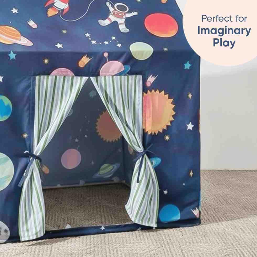 Curious Cub Kids Tent House|Baby Tent House for Kids 2-5 Years|Space Print Play House for Children with Curtains & Easy Setup|Ideal for Screen Free Play Time, Pretend Play, Reading|Gift for Children