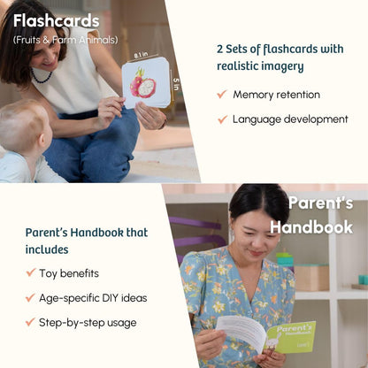 Curious Cub Montessori Learning Wooden Toys | Box 3: 5+ Month | Montessori Toys for 5+ Months | Learning Blocks,Sensory,Auditory & Memory Skills | Toddlers Activity Toys | New Born Baby Gift