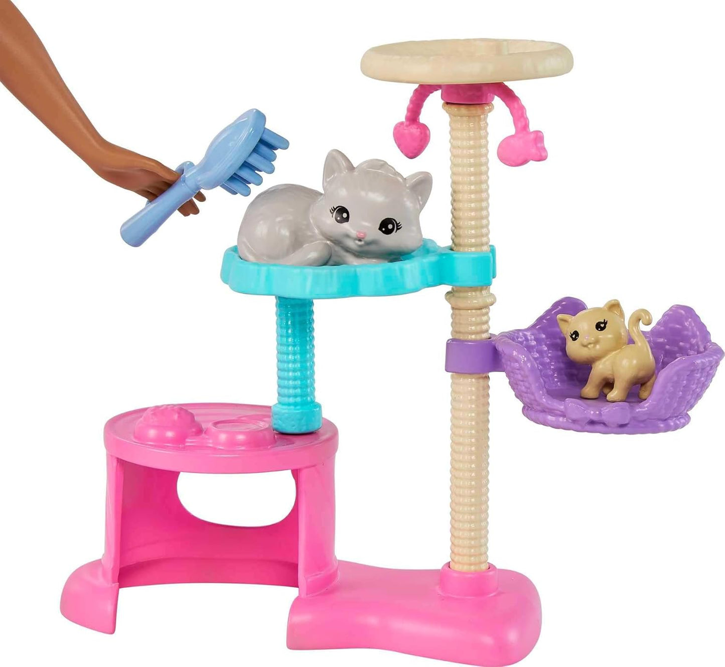 Barbie® Kitty Condo™ Doll and Pets Playset Doll (Brunette), 1 Cat, 4 Kittens, Cat Tree & Accessories, Toy for 3 Year Olds & Up HHB70