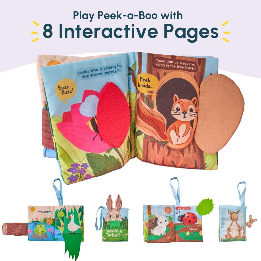 Curious Cub Peekaboo Crinkle Cloth Book for Babies, Sensory 6-12 Months
