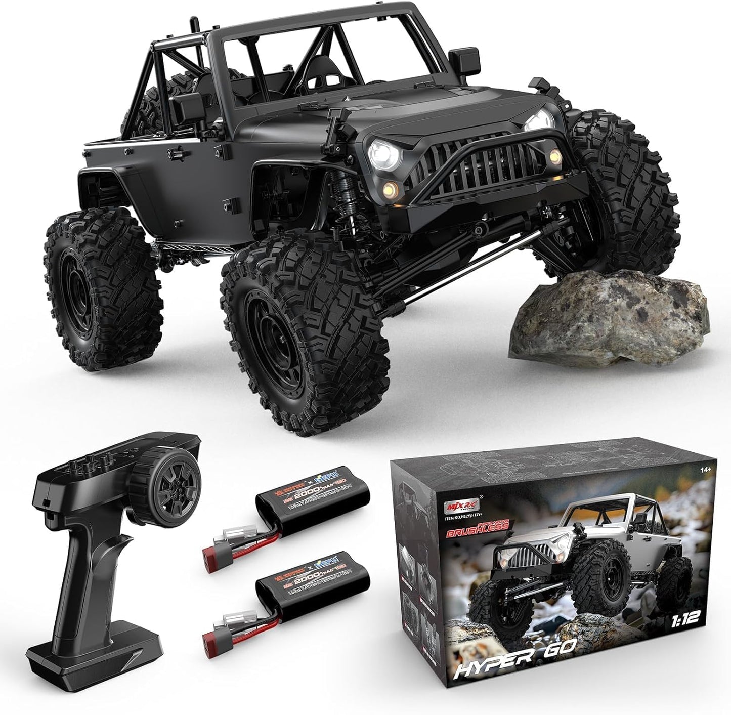 MJX HYPER GO H12Y 1/12 2.4G 4WD 4CH Sensorless Brushless Motor RC Car Vehicle Model RTR - H12Y Titanium