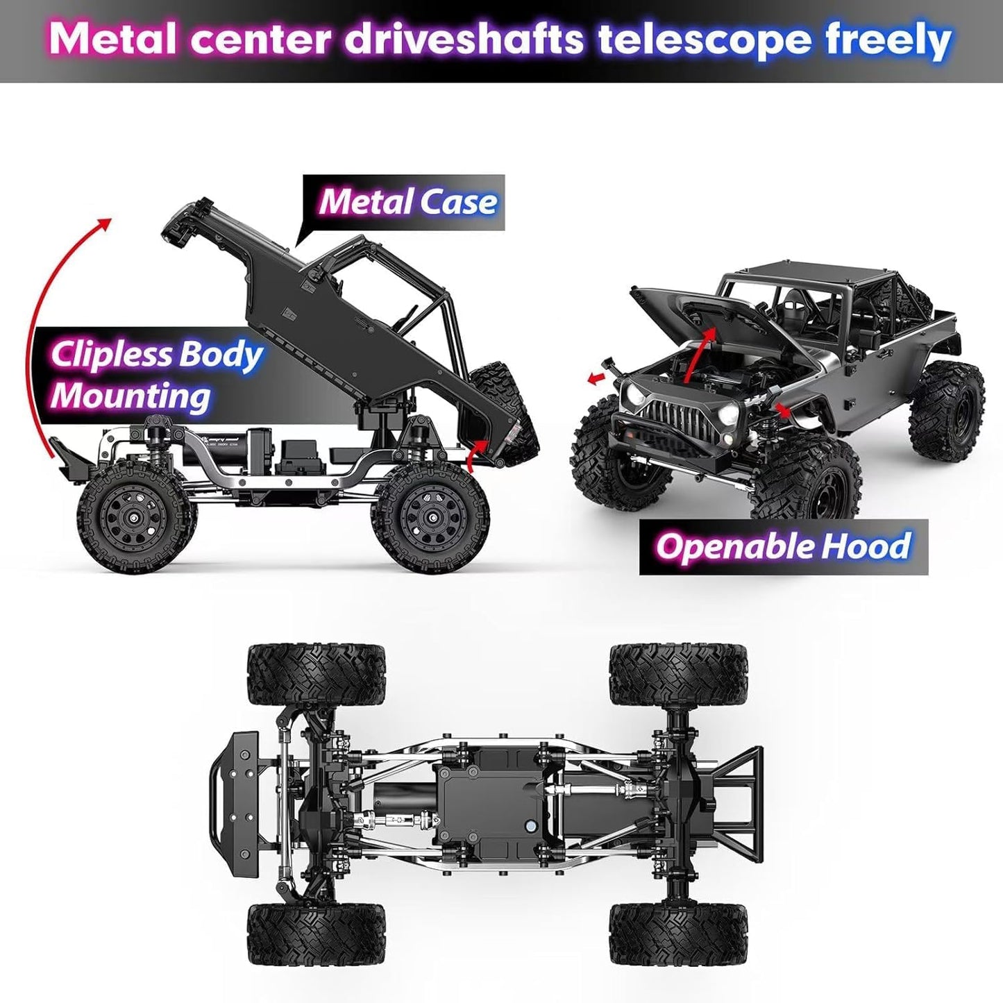 MJX HYPER GO H12Y 1/12 2.4G 4WD 4CH Sensorless Brushless Motor RC Car Vehicle Model RTR - H12Y Titanium