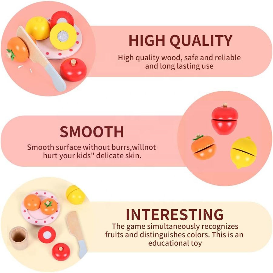 Wooden Fruit Blender Toy Set for Kids | Pretend Play Smoothie Maker with Cutting Fruits, Cup & Wooden Knife