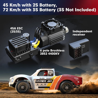 MJX 14211 HYPER GO 1/14 Brushless W/ Gyro High Speed RC Car Short Course Vechile Models 47km/h One Battery