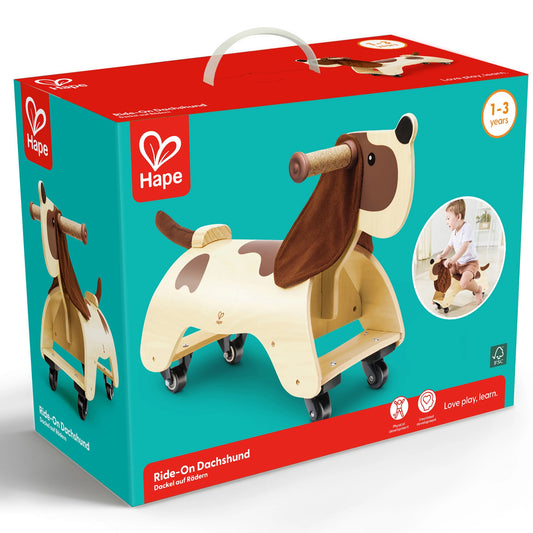 Hape Wooden Ride-On Dog Toy for Kids Balance Training & Active Play