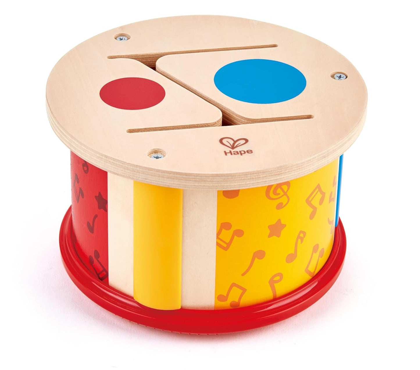 Hape Double-Sided Drum Toy for Kids Wooden Musical Drum with Sticks