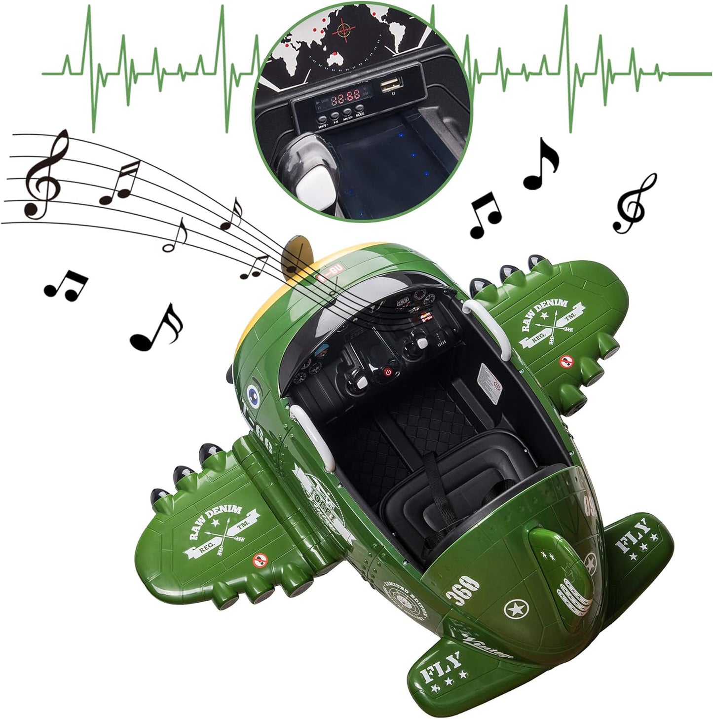 Turbo Wing Electric Car for Kids Ride On Airplane