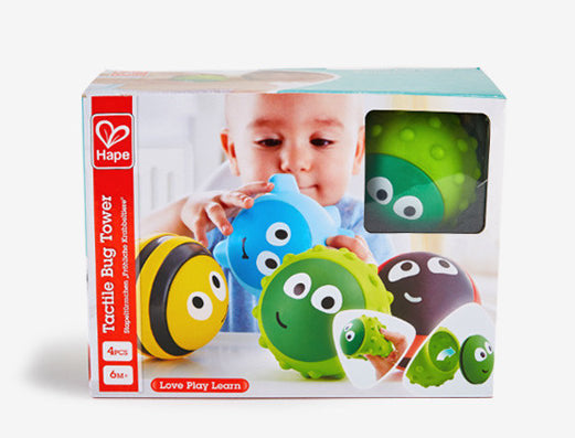 Hape Tactile Bug Tower Baby Stacking Toy Soft Sensory Stacker for Infants 6M+