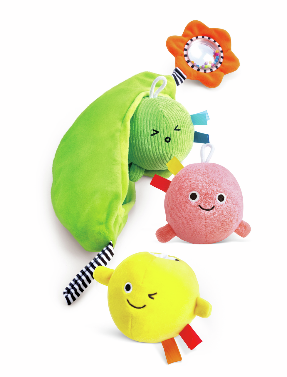 Hape Soft Pea Pod Pals Baby Toy Set with Rattle Sensory Plush Toys for Toddlers