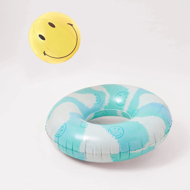 SUNNYLiFE Multicolor Inflatable Pool Ring and Ball Set Smiley World Sol Sea