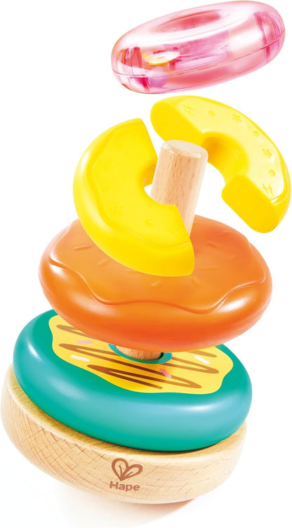 Hape Baby Stacking Donut Toy with Colorful Rings Sensory and Fine Motor Skills Development