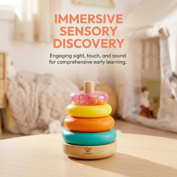 Hape Baby Stacking Donut Toy with Colorful Rings Sensory and Fine Motor Skills Development
