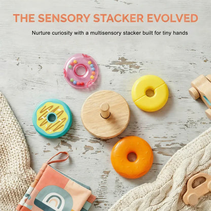 Hape Baby Stacking Donut Toy with Colorful Rings Sensory and Fine Motor Skills Development