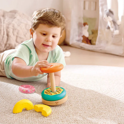 Hape Baby Stacking Donut Toy with Colorful Rings Sensory and Fine Motor Skills Development