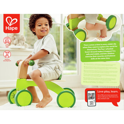 Hape Scoot Around Toddler Ride-On Bike Wooden Balance Toy for Early Walking Skills