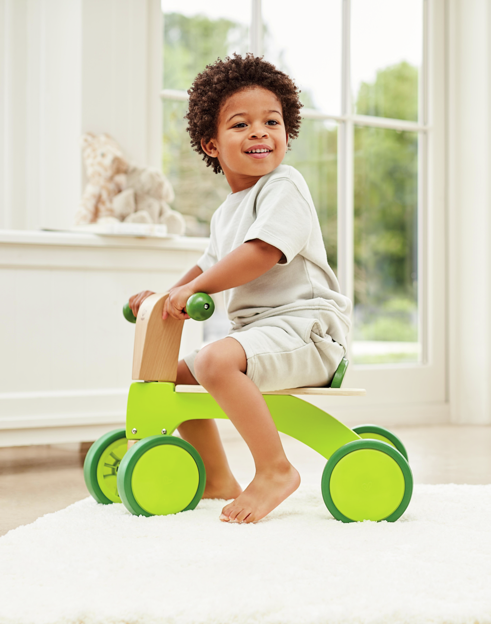 Hape Scoot Around Toddler Ride-On Bike Wooden Balance Toy for Early Walking Skills