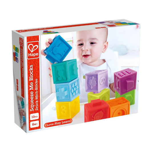 Hape Squeeze Me Soft Baby Blocks Colorful Sensory Stacking Toy for Infants 6M+