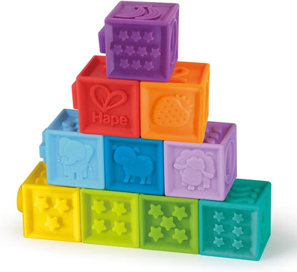 Hape Squeeze Me Soft Baby Blocks Colorful Sensory Stacking Toy for Infants 6M+