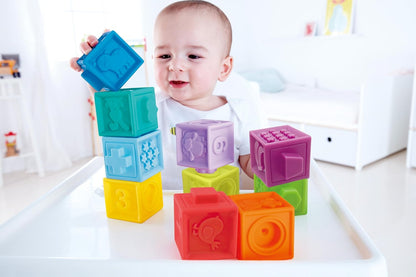 Hape Squeeze Me Soft Baby Blocks Colorful Sensory Stacking Toy for Infants 6M+