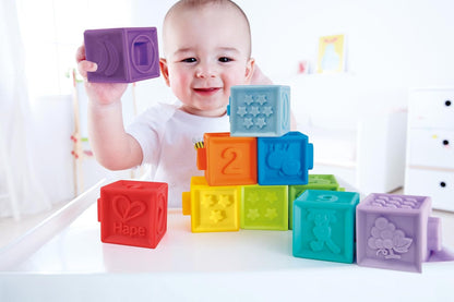 Hape Squeeze Me Soft Baby Blocks Colorful Sensory Stacking Toy for Infants 6M+