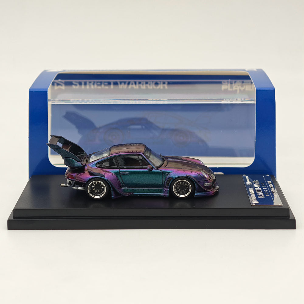 1:64Street Warrior Porsche RWB 993 Racing Sports Classic Model High Spoiler Diecast Car
