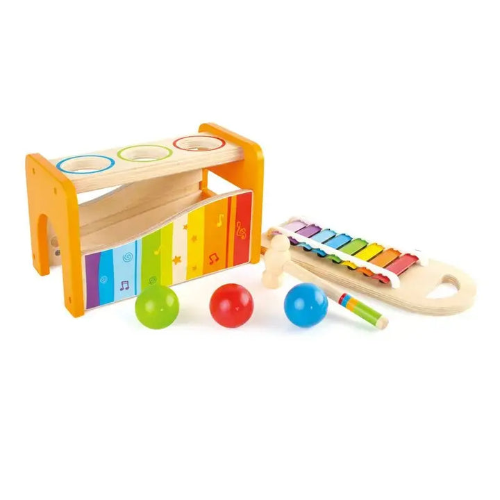 Hape Pound & Tap Bench with Slide Out Xylophone - Award Winning Durable Wooden Musical Pounding Toy for Toddlers