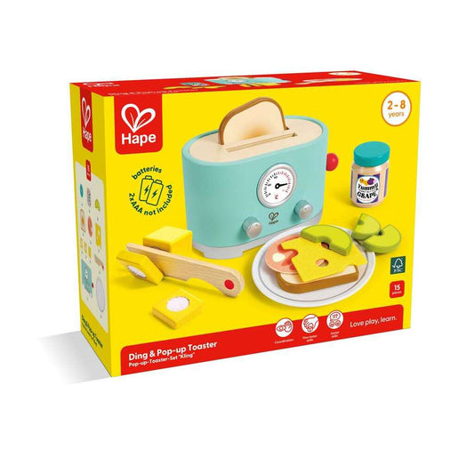 Hape Wooden Toaster Pretend Play Kitchen Set with Pop-Up Feature & Food Accessories
