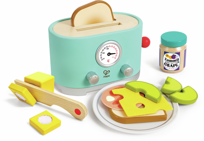 Hape Wooden Toaster Pretend Play Kitchen Set with Pop-Up Feature & Food Accessories