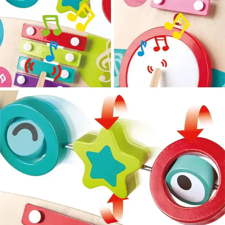 Hape Musical Wooden Push Walker with Adjustable Speed, Activity Board & Interactive Learning Features