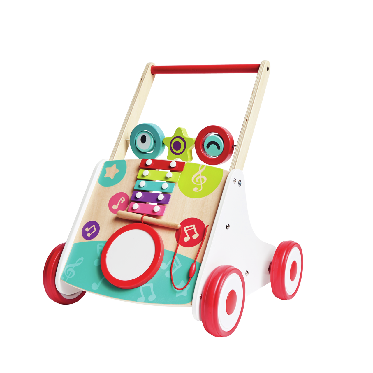 Hape Musical Wooden Push Walker with Adjustable Speed, Activity Board & Interactive Learning Features